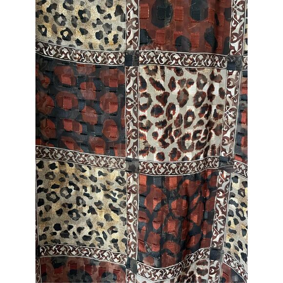 1685 90s Vintage Animal Print Sheer Chiffon Button Up Oversized Blouse - Picture 3 of 6